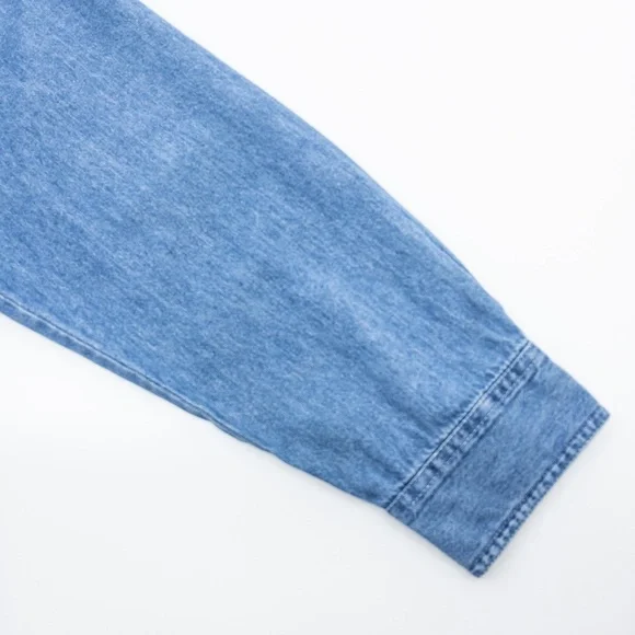 Denim Snap Front Shirt with Black Velvet Collar and Trim - Picture 5 of 6